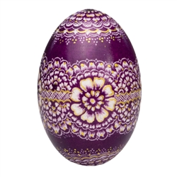 This beautifully designed duck egg is hand painted by master folk artist Krystyna Szkilnik from Opole, Poland. The painting is done in the traditional style from Opole. Signed and dated (2022) by the artist.