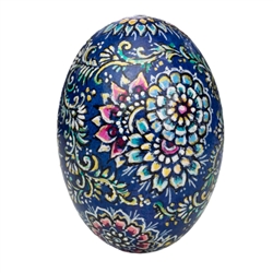 This beautifully designed duck egg is hand painted by master folk artist Krystyna Szkilnik from Opole, Poland. The painting is done in the traditional style from Opole. Signed and dated (2020) by the artist.