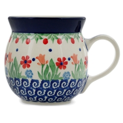 Polish Pottery 6 oz. Bubble Mug. Hand made in Poland and artist initialed.