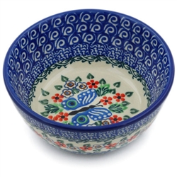 Polish Pottery 5" Ice Cream Bowl. Hand made in Poland. Pattern U1955 designed by Krystyna Deptula.