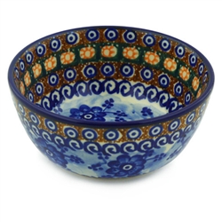 Polish Pottery 5" Ice Cream Bowl. Hand made in Poland. Pattern U57A designed by Anna Pasierbiewicz.