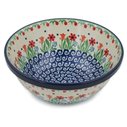 Polish Pottery 7" Nesting Kitchen Bowl. Hand made in Poland and artist initialed.