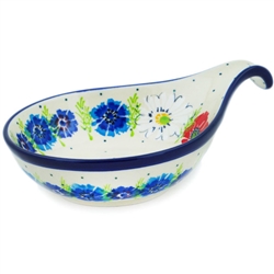 Polish Pottery 7" Condiment Dish. Hand made in Poland and artist initialed.