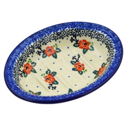 Polish Pottery 5.5" Soap Dish. Hand made in Poland and artist initialed.