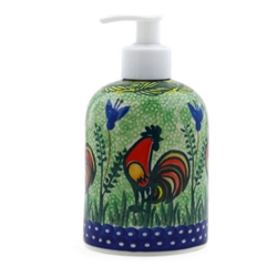 Polish Pottery 5.5" Soap/Lotion Dispenser. Hand made in Poland. Pattern U2663 designed by Monika Kuczynska.