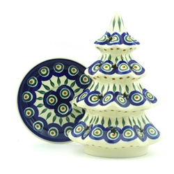 Polish Pottery 8.5" Votive Christmas Tree. Hand made in Poland and artist initialed.