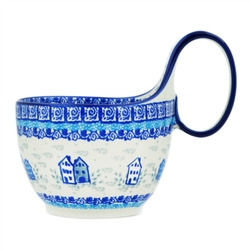 Polish Pottery 14 oz. Soup Bowl with Handle. Hand made in Poland. Pattern U4939 designed by Maria Starzyk.