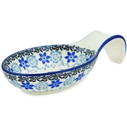Polish Pottery 7" Spoon Rest. Hand made in Poland and artist initialed.