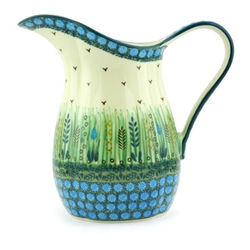 Polish Pottery 1.25 qt. Pitcher. Hand made in Poland. Pattern U803 designed by Krystyna Dacyszyn.