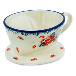 Polish Pottery 5" Coffee Filter. Hand made in Poland. Pattern U5007 designed by Maria Starzyk.