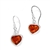 Dainty pair of amber hearts set in sterling silver with French hooks.  Size is approx 1" x .3".