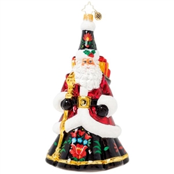 Santa puts a twist on traditional in this cozy ensemble fashioned in the style of beautiful European folk art. Our Designer's Choice ornament of the year looks like he could have stepped straight out of a Christmas fairytale!