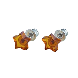 Baltic star shaped amber and sterling silver stud earrings. Size is approx 0.25" diameter.