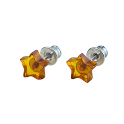 Baltic star shaped amber and sterling silver stud earrings. Size is approx 0.25" diameter.