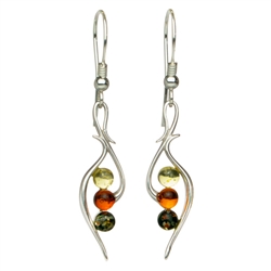 Three colors of Baltic  amber set in sterling silver. Size is approx 1.75" x  0.3"