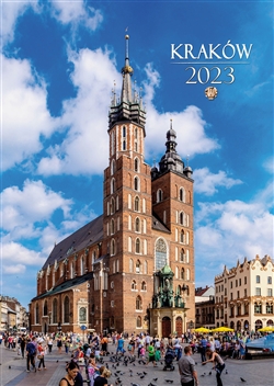 This beautiful small format spiral bound wall calendar features12 scenes from the city of Cracow. Includes all Polish holidays and names days in Polish. European layout (Monday is the first day of the week). Descriptions and days and months are displayed