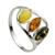 Artistic Three Stone Amber Ring. Size Approx. .5" x .75"