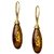 Honey amber drops suspended in gold plated sterling silver. European hooks.  Size is approx. 2" x 0.5".