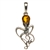 Cognac Amber .925 Silver Medium Octopus Pendant  1.75"