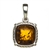Square honey amber pendant in a nicely detailed sterling silver frame. Size is approx 0.75" high x 0.5" wide.