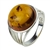 A nice honey amber cabochon set in an artistic swirl of sterling silver.  Amber is approx 0.6" diameter