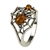 Silver And Amber Spider's Web  Ring