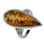 Modern design amber and sterling silver ring. The amber size is approx. 1" x 0.5"