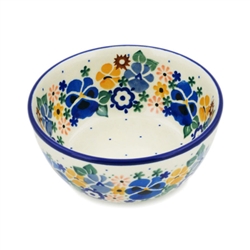 Polish Pottery 5" Ice Cream Bowl. Hand made in Poland. Pattern U865 designed by Maria Starzyk.