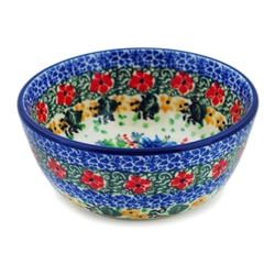 Polish Pottery 5" Ice Cream Bowl. Hand made in Poland. Pattern U3735 designed by Teresa Liana.