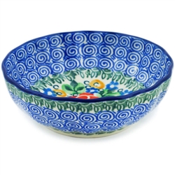 Polish Pottery 4.5" Fluted Bowl. Hand made in Poland. Pattern U2197 designed by Maria Starzyk.