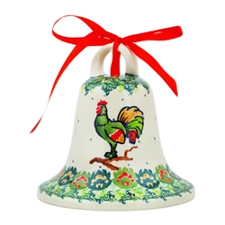 Polish Pottery 4.5" Bell. Hand made in Poland. Pattern U4760 designed by Wirginia Cebrowska.