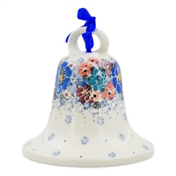 Polish Pottery 4.5" Bell. Hand made in Poland. Pattern U4708 designed by Maria Starzyk.