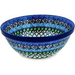 Polish Pottery 7" Nesting Kitchen Bowl. Hand made in Poland. Pattern U4516 designed by Teresa Liana.