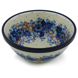 Polish Pottery 7" Nesting Kitchen Bowl. Hand made in Poland. Pattern U4654 designed by Maria Starzyk.