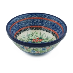 Polish Pottery 7" Nesting Kitchen Bowl. Hand made in Poland. Pattern U4724 designed by Teresa Liana.