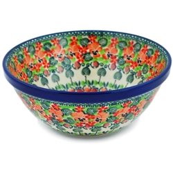 Polish Pottery 7" Nesting Kitchen Bowl. Hand made in Poland. Pattern U4797 designed by Teresa Liana.