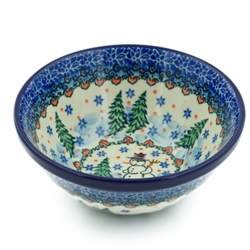 Polish Pottery 6" Bowl. Hand made in Poland. Pattern U4661 designed by Teresa Liana.