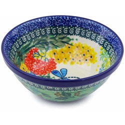 Polish Pottery 6" Bowl. Hand made in Poland. Pattern U2021 designed by Teresa Liana.