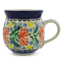 Polish Pottery 11 oz. Bubble Mug. Hand made in Poland. Pattern U1765 designed by Agnieszka Damian.