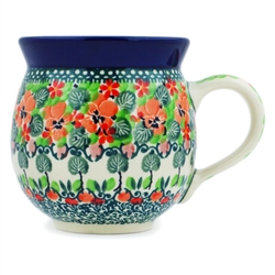 Polish Pottery 11 oz. Bubble Mug. Hand made in Poland. Pattern U4797 designed by Teresa Liana.