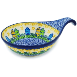 Polish Pottery 7" Condiment Dish. Hand made in Poland. Pattern U4895 designed by Maria Starzyk.