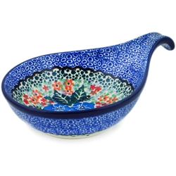 Polish Pottery 7" Condiment Dish. Hand made in Poland. Pattern U2292 designed by Maria Starzyk.