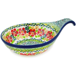 Polish Pottery 7" Condiment Dish. Hand made in Poland. Pattern U4838 designed by Teresa Liana.