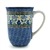 Polish Pottery 17 oz. Bistro Mug. Hand made in Poland and artist initialed.