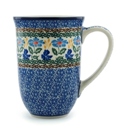 Polish Pottery 17 oz. Bistro Mug. Hand made in Poland and artist initialed.