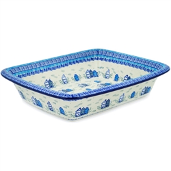 Polish Pottery 12" Rectangular Baker. Hand made in Poland. Pattern U4939 designed by Maria Starzyk.