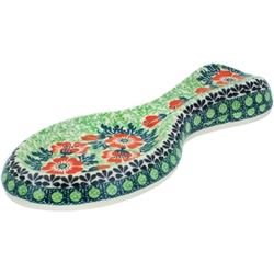 Polish Pottery 10" Spoon Rest. Hand made in Poland. Pattern U985 designed by Honorata Kedzierska.