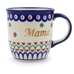 Polish Pottery 12 oz. Mama/Mom Mug. Hand made in Poland.