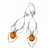 Round-shaped amber stones set in .925 sterling silver. Genuine Baltic amber dangle earrings. Size is approx 2.25" x 0.5".