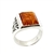 Rectangle shaped amber stone set in .925 sterling silver. Genuine Baltic amber. Front size is approx. 0.5" x 0.6".